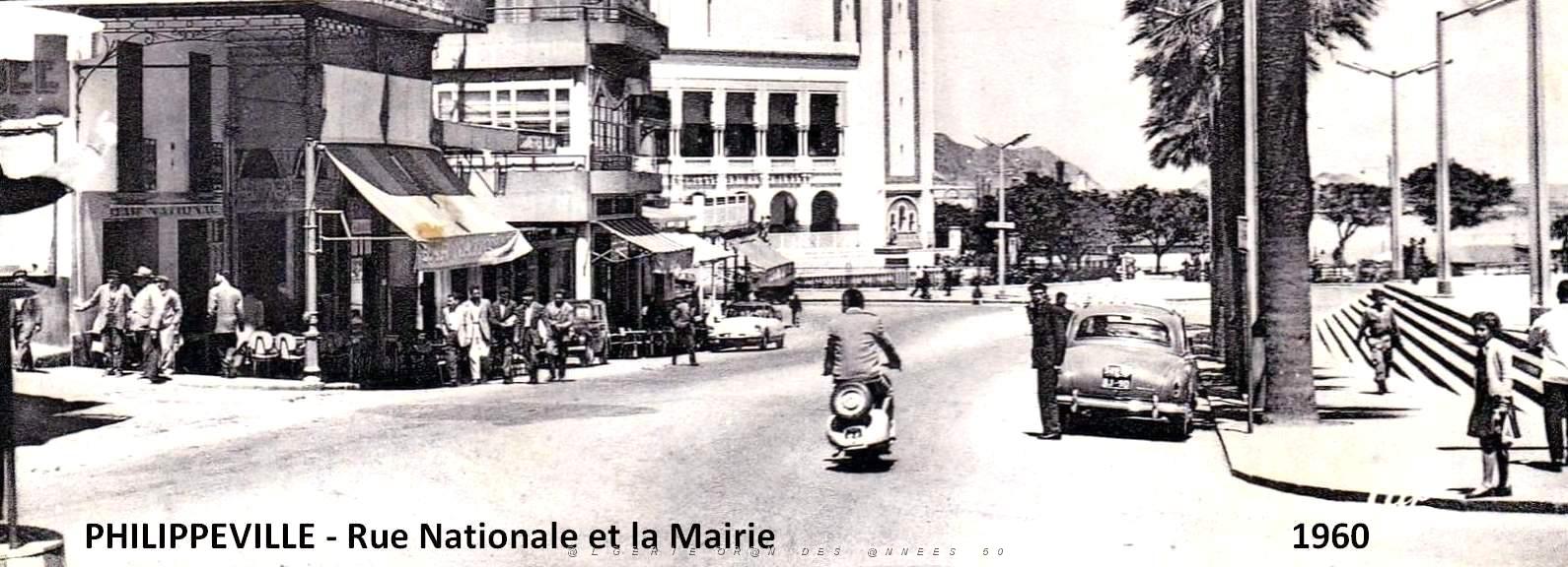 1075- Philippeville - Rue Nationale et Mairie 2  1960.jpg